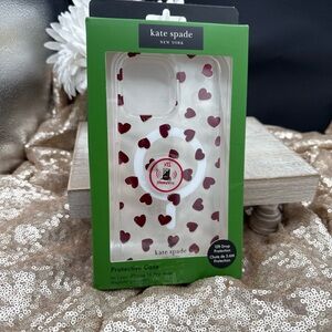 KATE SPADE Protective Case Magsafe For IPHONE 16 Pro Max Red Hearts Clear